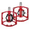 FOOKER MTB Mountain Bike Pedals, Dual Function Flat and Pedal,3 Sealed Bearing Flat Platform Compatible with Clipless Pedal Aluminum 9/16" Pedals with Cleats for Road Mountain BMX MTB view 3