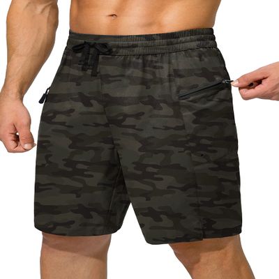 Men's Swim Trunks Quick Dry Board Shorts with Zipper Pockets Beach Shorts Bathing Suits for Men - No Mesh Liner(Green Camo,XXL)