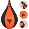 FISTRAGE Speed Bag Leather Lightweight Boxing Ball MMA Muay Thai Training Punching Dodge Striking with Free Hanging Swivel Workout Speedball Kit Kicking Equipment (Orange-Black) view 2