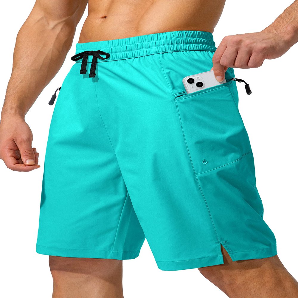 Men's Swim Trunks Quick Dry Board Shorts with Zipper Pockets Beach Shorts Bathing Suits for Men - No Mesh Liner(Cyan,XXL)