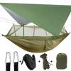 Camping Hammock, Double & Single Portable Hammock with Tree Straps, Lightweight Nylon Hammock Swing Set with Net and Rain Fly Tarp and Pocket for Backpacking Hiking Travel Outdoor(ArmyGreen) view 1