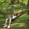 Camping Hammock, Double & Single Portable Hammock with Tree Straps, Lightweight Nylon Hammock Swing Set with Net and Rain Fly Tarp and Pocket for Backpacking Hiking Travel Outdoor(ArmyGreen) view 2