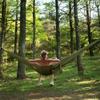 Camping Hammock, Double & Single Portable Hammock with Tree Straps, Lightweight Nylon Hammock Swing Set with Net and Rain Fly Tarp and Pocket for Backpacking Hiking Travel Outdoor(ArmyGreen) view 3