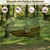 Camping Hammock, Double & Single Portable Hammock with Tree Straps, Lightweight Nylon Hammock Swing Set with Net and Rain Fly Tarp and Pocket for Backpacking Hiking Travel Outdoor(ArmyGreen) view 4