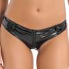winying Women's Shiny Metallic Low Waist Bikini Briefs Underwear Bottoms Underpants Clubwear Black A 3X-Large view 1