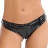 winying Women's Shiny Metallic Low Waist Bikini Briefs Underwear Bottoms Underpants Clubwear Black A 3X-Large view 4