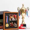IHEIPYE Medal Display Shadow Box - Single Medal Display case - Perfect Medal Display for Runners, Marathon, Race Winner,Soccer, Gymnastics & All Sports Walnut,12x12 view 3