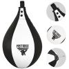 FISTRAGE Speed Bag Boxing Ball Leather MMA Muay Thai Training Punching Dodge Striking Kit with Free Hanging Swivel Workout Speedball Kicking Platform Equipment (White-Black) view 2