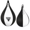FISTRAGE Speed Bag Boxing Ball Leather MMA Muay Thai Training Punching Dodge Striking Kit with Free Hanging Swivel Workout Speedball Kicking Platform Equipment (White-Black) view 4