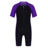 Agoky Boys Girls Swimsuits Rash Guard Suits Swimwear Shorty Wetsuit Kids UPF 50+ UV Sun Protective One-Piece Bathing Suit Purple&Black 7-8 view 1