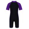 Agoky Boys Girls Swimsuits Rash Guard Suits Swimwear Shorty Wetsuit Kids UPF 50+ UV Sun Protective One-Piece Bathing Suit Purple&Black 7-8 view 2