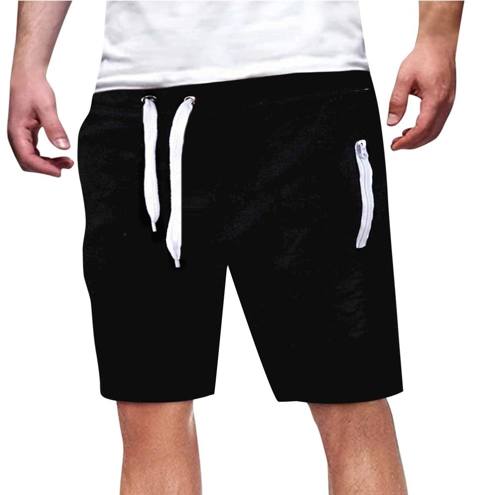 Alalaso Summer Beach Shorts for Men 5 Inch Casual 5.5" Cotton Casual Shorts Running Straight Shorts Black
