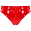 QinCiao Women's Shiny Latex Wet Look Booty Shorts High Waisted Zipper Crotch Cheeky Hot Pants 4#Red 4X-Large view 4