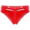 QinCiao Women's Shiny Latex Wet Look Booty Shorts High Waisted Zipper Crotch Cheeky Hot Pants 4#Red X-Large view 3