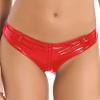 Loloda Women's Sexy Leather Wetlook High-Waisted Booty Shorts Hot Pants Night Party Clubwear Zipper Red X-Large view 2