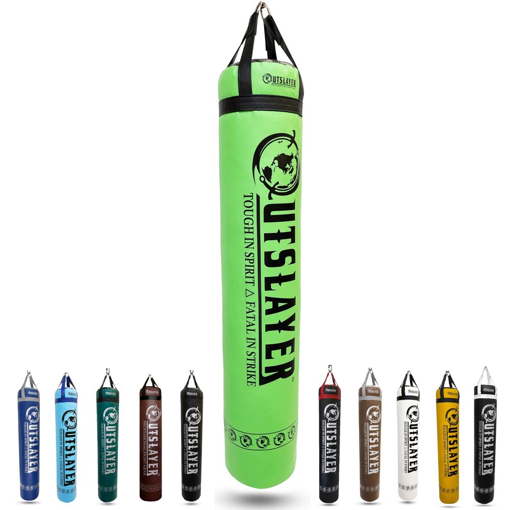 Muay Thai Punching Bag 6ft 150lbs Unfilled Made in USA (Light Green/Black)