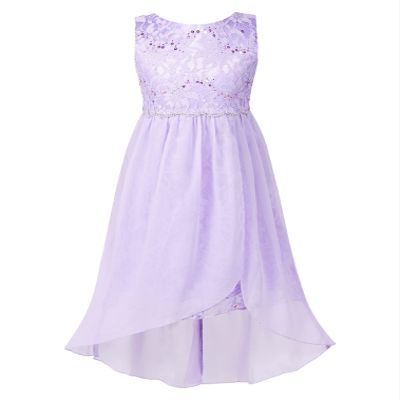 renvena Flower Girls Sequin High Low Hem Princess Dress Kids Halter Sleeveless Wedding Birthday Pageant Gown Lavender 16 Years