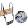 304 Stainless Stee Boat Ladder Inboard Boat 4 Step Ladder Dock Ladder Marine Ladder, Marine Yacht Boarding Ladder, Swimming Pool Ladder with Wide Step & Handle view 1