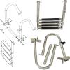 304 Stainless Stee Boat Ladder Inboard Boat 4 Step Ladder Dock Ladder Marine Ladder, Marine Yacht Boarding Ladder, Swimming Pool Ladder with Wide Step & Handle view 4