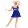 YEAHDOR Women Contemporary Lyrical Dress Chiffon Ballet Leotard Dress Modern Dance Costume Royal Blue Small view 3
