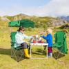 Moclever Folding Canopy Camp Chair  Heavy Duty Beach Chair with Sun Protection, Cup Holder & Padded Armrests for Outdoor Camping, Lawn, Park, Patio (Green) view 2