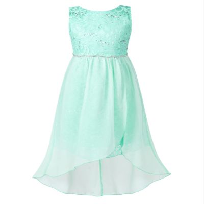 renvena Flower Girls Sequin High Low Hem Princess Dress Kids Halter Sleeveless Wedding Birthday Pageant Gown Mint Green 16 Years
