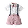 Baptism Christening Outfits for Boys Baby Clothes Sets Toddler Boy Outfits Gentleman Suits Bow Tie Shirts Suspenders Shorts Birthday Formal Wedding Party Dress Suit White + Pink - Shorts 6-7 Years view 2