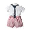 Baptism Christening Outfits for Boys Baby Clothes Sets Toddler Boy Outfits Gentleman Suits Bow Tie Shirts Suspenders Shorts Birthday Formal Wedding Party Dress Suit White + Pink - Shorts 6-7 Years view 3
