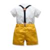 Baptism Christening Outfits for Boys Baby Clothes Sets Toddler Boy Outfits Gentleman Suits Bow Tie Shirts Suspenders Shorts Birthday Formal Wedding Party Clothes White + Yellow - Shorts 12-18 Months view 3