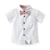 Baptism Christening Outfits for Boys Baby Clothes Sets Toddler Boy Outfits Gentleman Suits Bow Tie Shirts Suspenders Shorts Birthday Formal Wedding Party Dress Suit White + Pink - Shorts 6-12 Months view 4