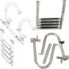 Pontoon Boat Ladder, 4 Steps Stainless Steel Folding Telescoping Rear Entry Inboard Ladder Heavy Duty Swim Deck Ladder with Pedal Hand Railing Ladder, for Boat Yacht/Swim Pool view 4