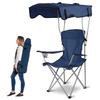 Moclever Folding Canopy Camp Chair  Heavy Duty Sun Protection Beach Chair with Cup Holder, Portable Lawn Chair for Outdoor Camping, Park, Patio (Navy Blue) view 1