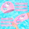 Kids Swim Caps for Girls (Age 2-6), Durable Waterproof Silicone Swimming Cap for Short Hair with Swimming Goggles, Ear Plug and Nose Clip (Pink, Large (6-12 Years)) view 3
