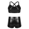 Jowowha Kids Girls 2Pcs Gymnastic Ballet Jazz Hip Hop Dance Outfits Sequin Crop Top with Booty Shorts Athletic Tracksuit Black 8-10 Years view 2