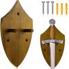 Queekay Wooden Sword Wall Mount Plaque Hanger for Katana Sword Display Stand for Wall Display Plaque with Hardware (Dark Brown,Classic) view 1