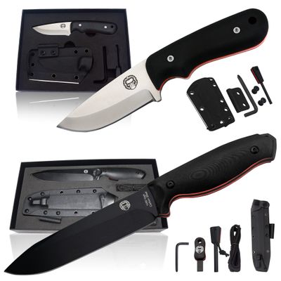 D2 Neck Knife Giftset and Large 1095 Survival Knife Bundle