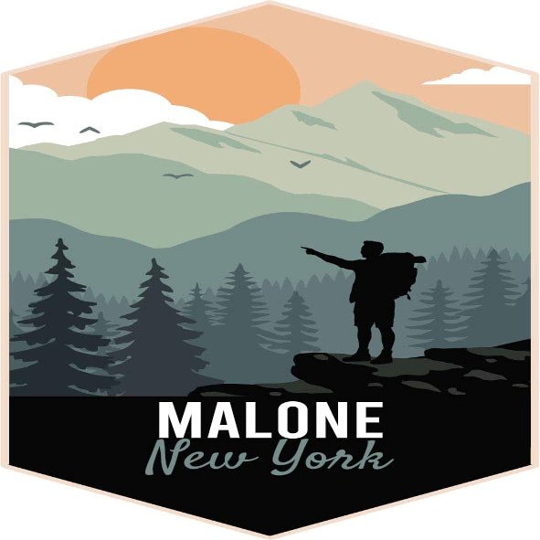 Malone New York 2-Inch Vinyl Decal Sticker Outdoors Hike Design