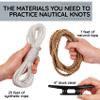 Deluxe Nautical Knot Tying Kit - 6" Boat Cleat, Jute and Poly Ropes, and Waterproof Nautical Guide to 21 Sailing and Boating Knots view 3