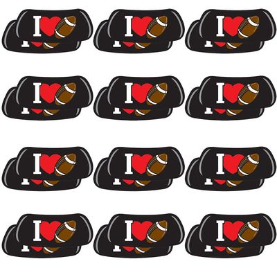 Anderson's I Heart Football EyeBlacks, 12 Pairs per Package, School Spirit, Spirit Gear, Sports Fan Gear, Football Cheerleader Accessories, Homecoming