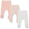 HonestBaby 3-Pack Organic Cotton Footed Harem Pants, Peach Skin Painted Buffalo Check, Preemie view 1