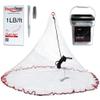 BasicGear Standard Cast Net for Bait Trap Fish | Pure Lead | 10ft Radius with 3/8 inch Mesh 1LB Sinkers for Freshwater and Saltwater | Professional Grade and Upgraded Material | Throw Style view 1