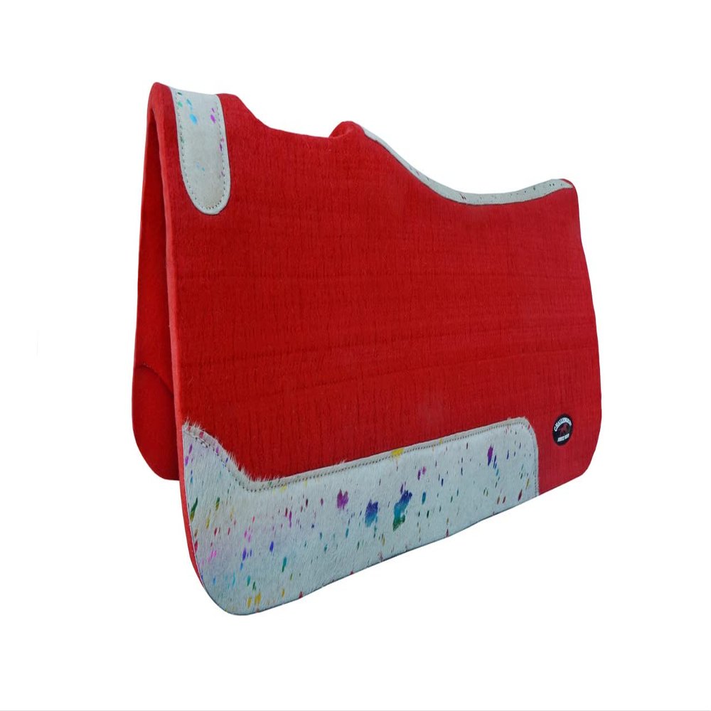 CHALLENGER Horse 32" x 30" Western Contoured Wool Felt Therapeutic Saddle Pad Red 39233RD