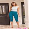 Hybrid & Company Womens Super Comfy Stretch Pull On Millennium Twill Capri Shorts KQ44972X Jade 2X view 3