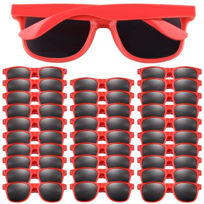 FEPITO 30 Pieces Party Sunglasses Bulk for Birthday Party supplies Treat Bag Fillers for Beach Pool Party Toys, Red