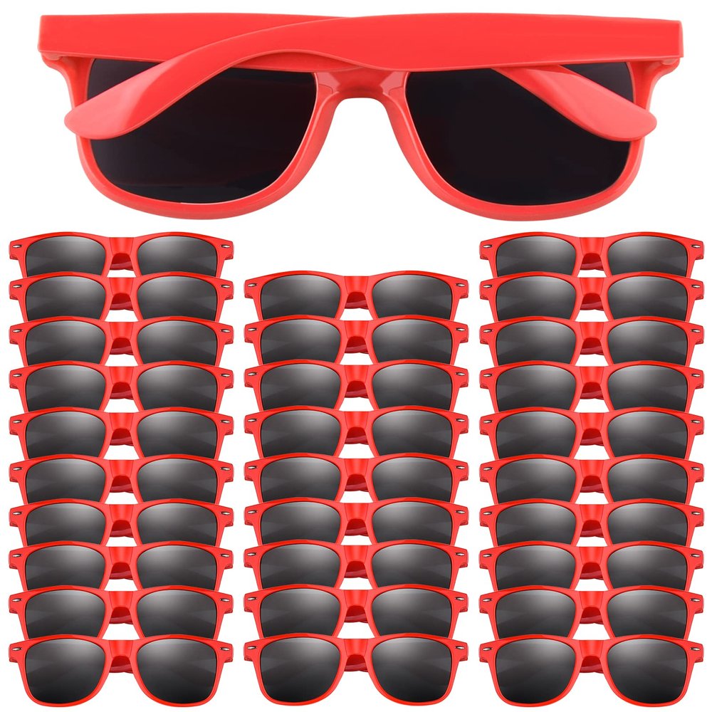 FEPITO 30 Pieces Party Sunglasses Bulk for Birthday Party supplies Treat Bag Fillers for Beach Pool Party Toys, Red
