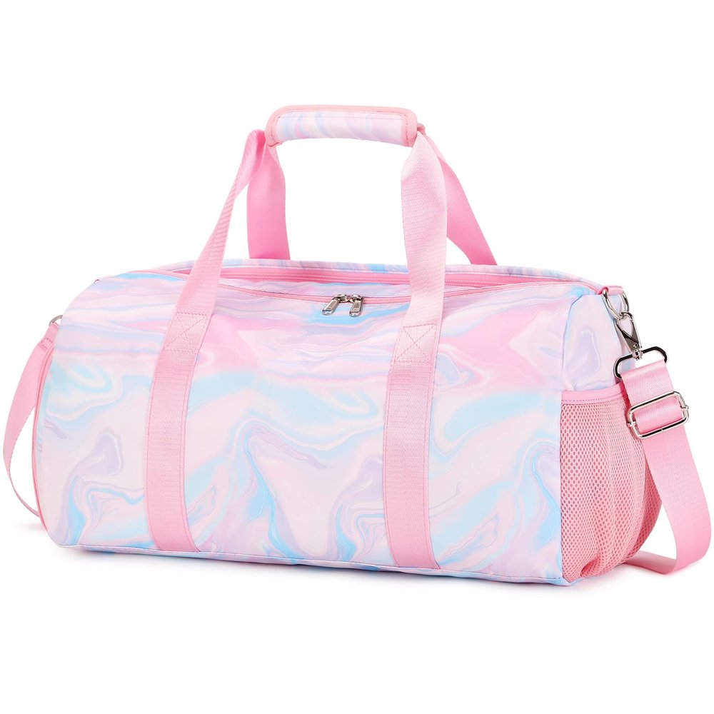 Travel Duffle Bag for Girls - Water Resistant Overnight Weekend Carry On Sports Gym Dance Bag with Shoe Compartment