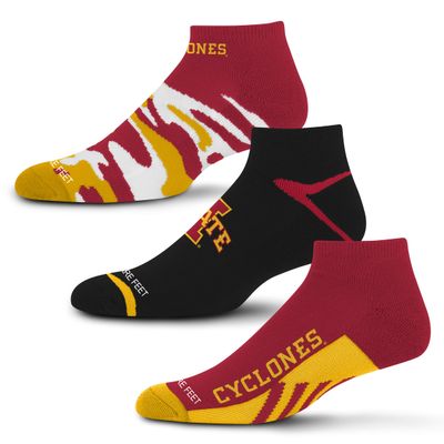 For Bare Feet NCAA Iowa State Cyclones CAMO BOOM 3 Pack Ankle Sock Team Colors Large