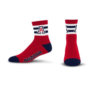 For Bare Feet NCAA Arizona Wildcats 5 Stripe Logo Quarter Sock Team Color Large