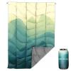 Outdoor Puffy Camping Blanket, Lightweight Down Alternative Puffy Printed Camping Large Ultra Warm Hammock Top Quilt Waterproof Blanket for Traveling Picnic Beach Party Cold Weather (Green Mountain) view 1
