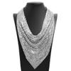 COLORFUL BLING Fashion Sequins Tassel Choker Necklace Chunky Fringe Pyramid Bib Stetement Necklace Thick Collar for Women Costume Jewelry-Silver view 2